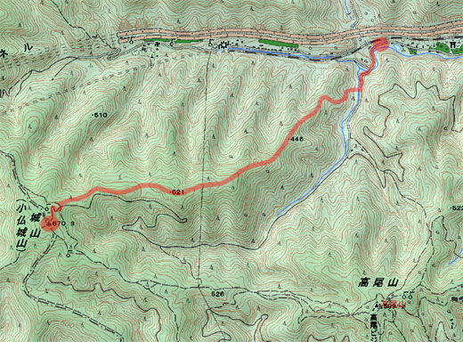 城山東尾根（バリエーションルート）の地図